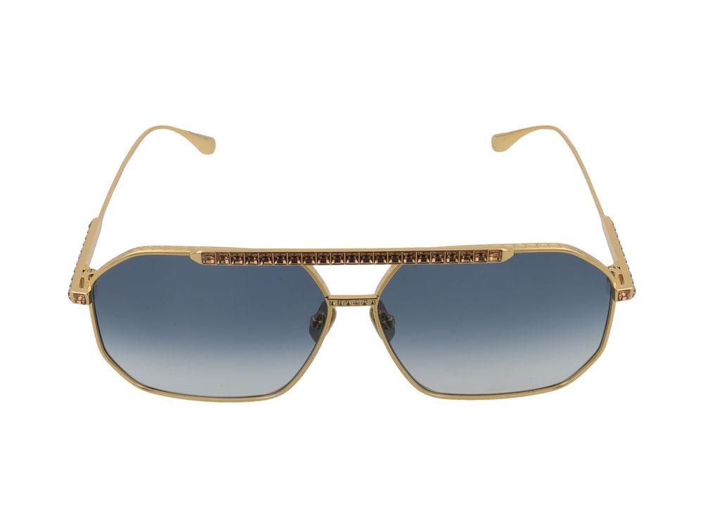 Anna-Karin Karlsson Gold-Toned Blue Gradient Lens Titanium Sunglasses