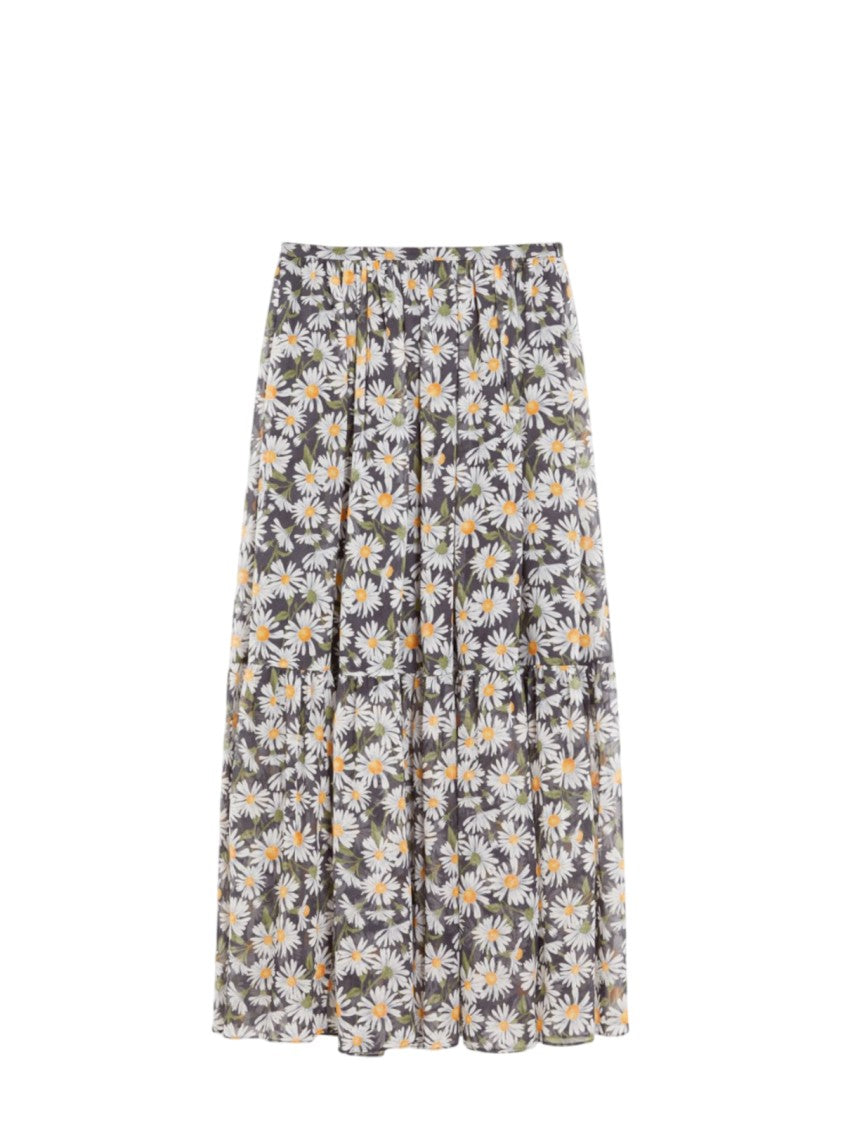 Max Mara Floral-Printed Maxi Skirt With Ruffled Hem
