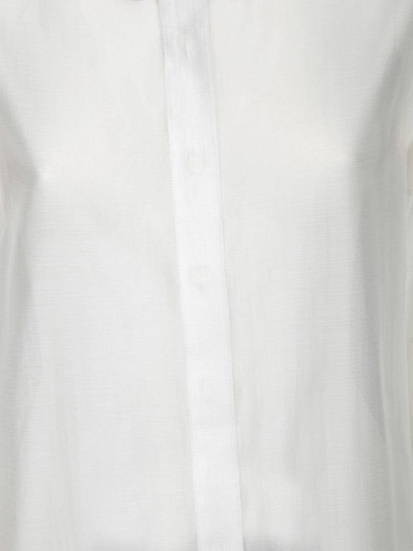 Blanca Vita Long Sleeve Cotton Muslin Shirt With Italian Collar