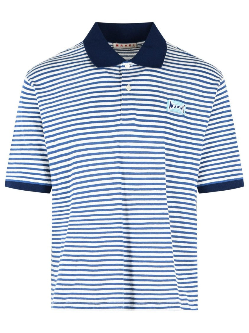 Marni Two-Tone Linen Blend Polo Shirt