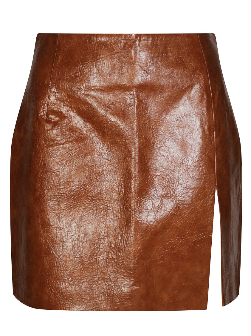 The Andamane Textured Leather-Like Mini Skirt