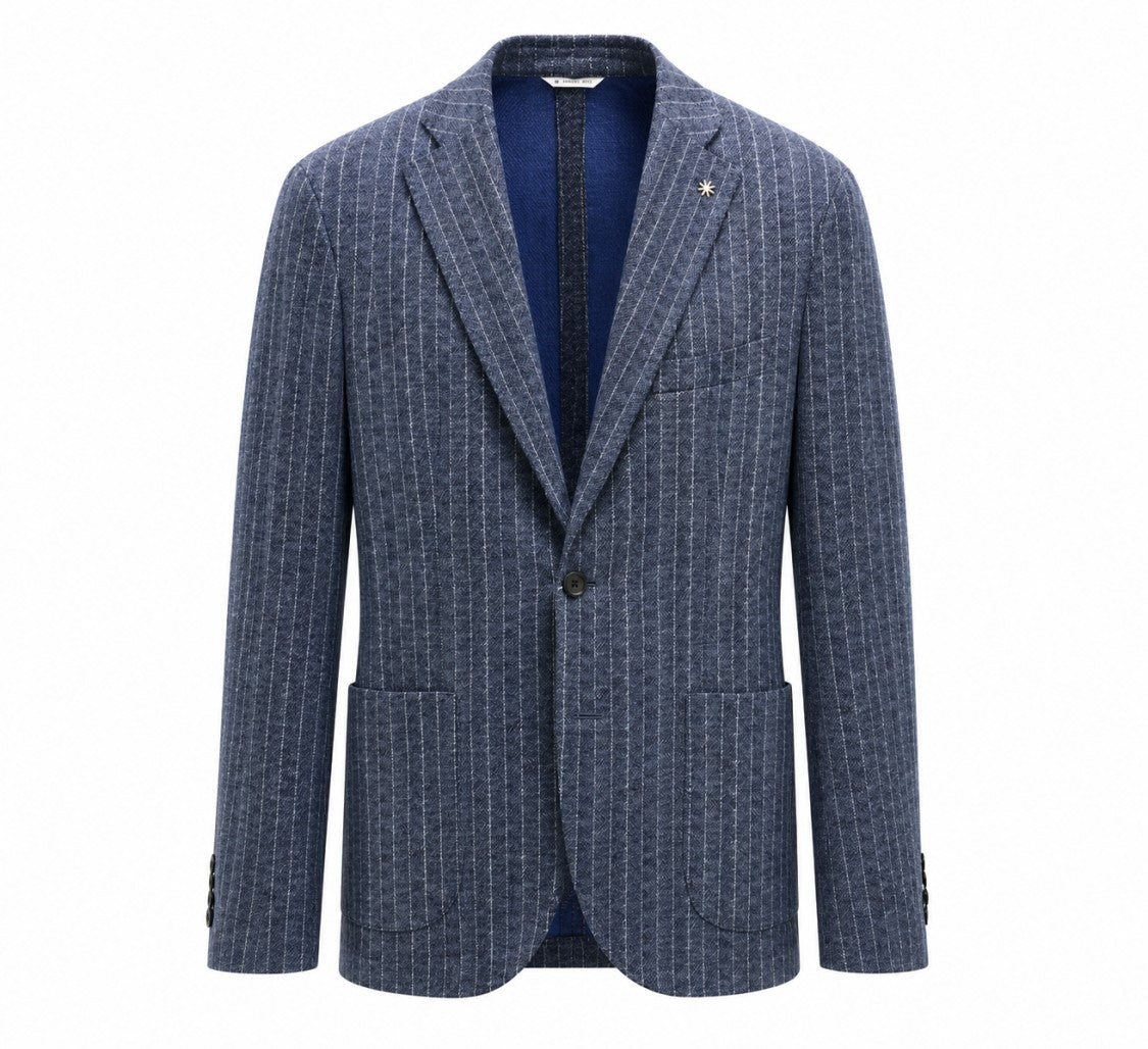 Manuel Ritz Pinstripe Pattern Two Button Classic Blazer