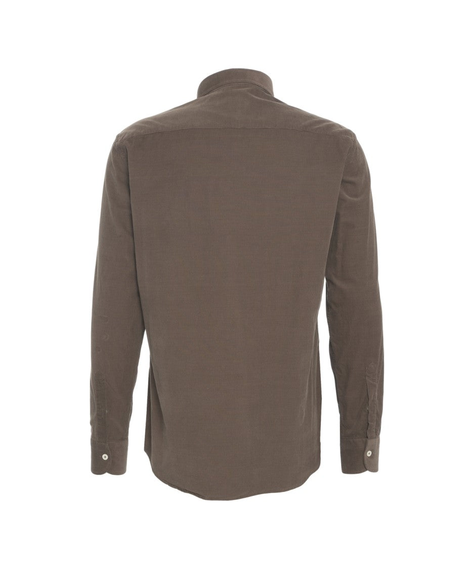 Bastoncino Structured Brown Button-Down Shirt With Timeless Silhouette
