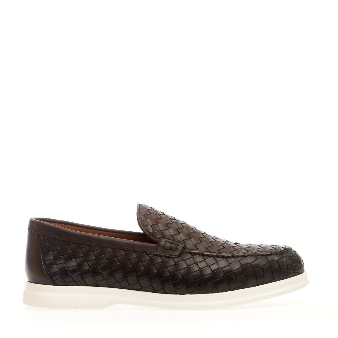 Doucal's Brown Woven Leather Moccasin