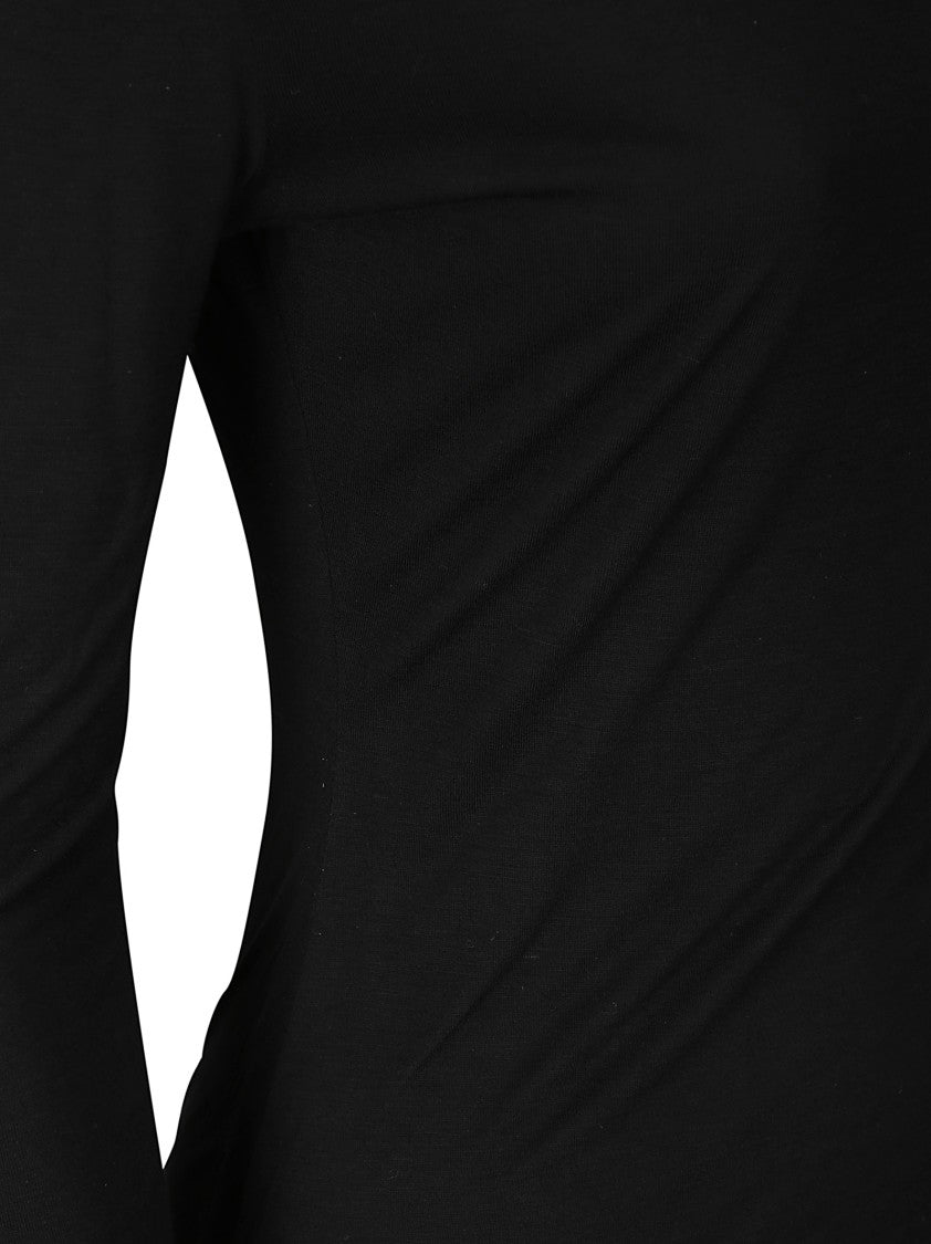 Khaite Floor-Length Black Viscose Dress With High Half-Collar