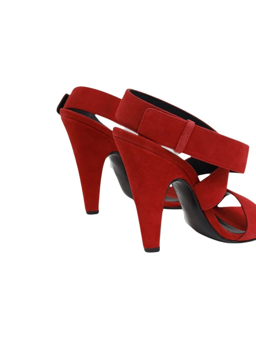 Alaïa Cone-Heel Supportive Straps Suede Sandals