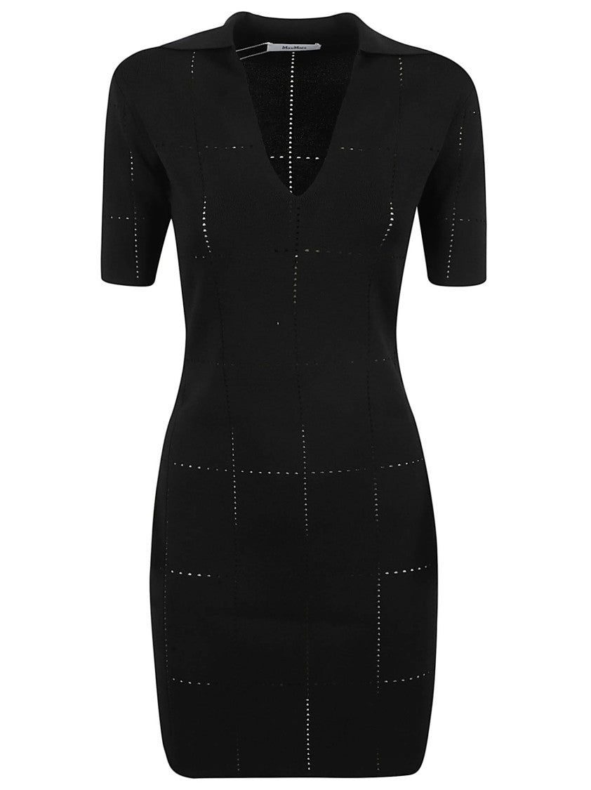 Max Mara Fitted Black Dress With Deep V-Neckline