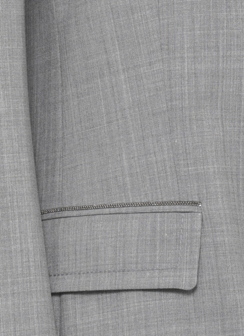 Fabiana Filippi Grey Lightpoint Detail Wool Blazer