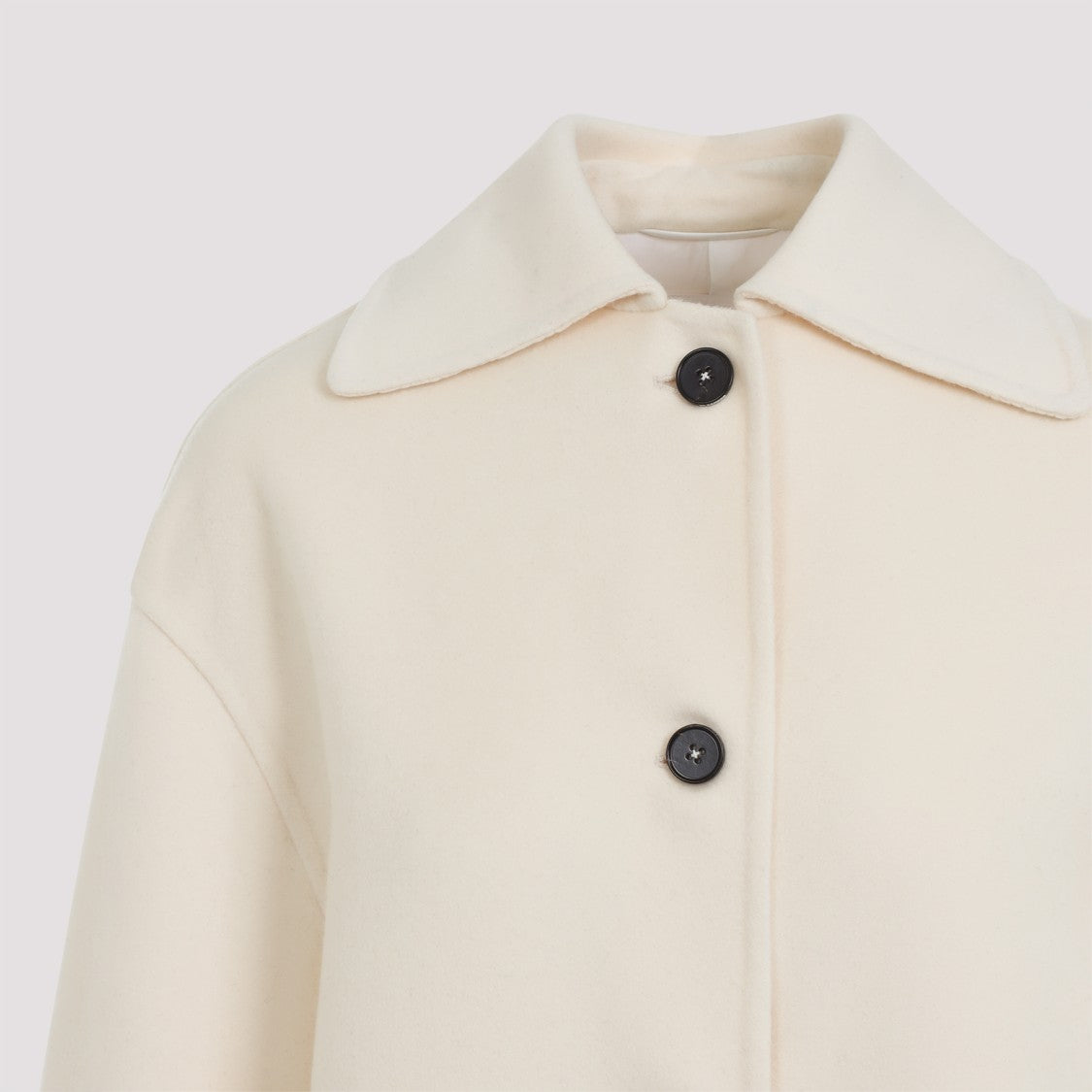 Jil Sander Pearl White Wool W 04 Double Breast Coat
