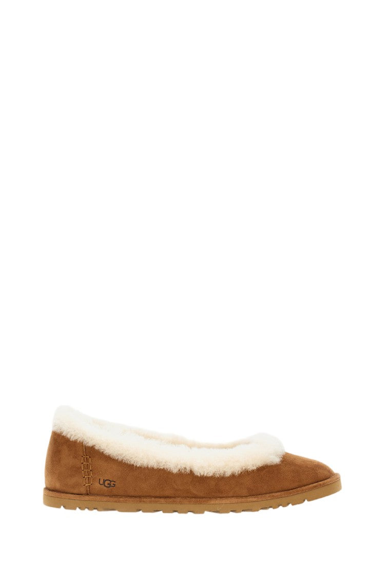 Ugg Soft Suede Ballet Flat With Plush Sheepskin Lining