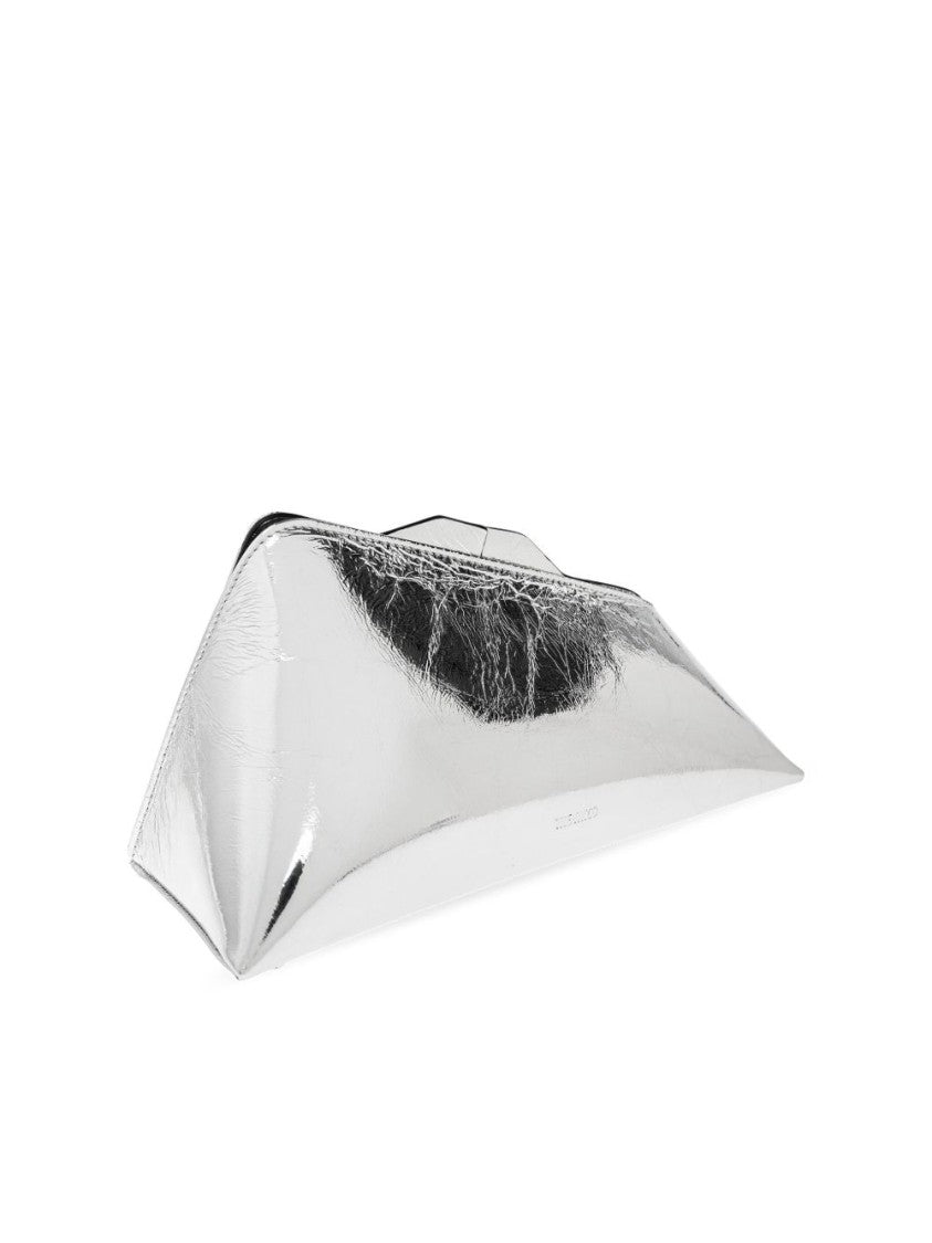 The Attico Metallic Silver Crinkled Leather Clutch