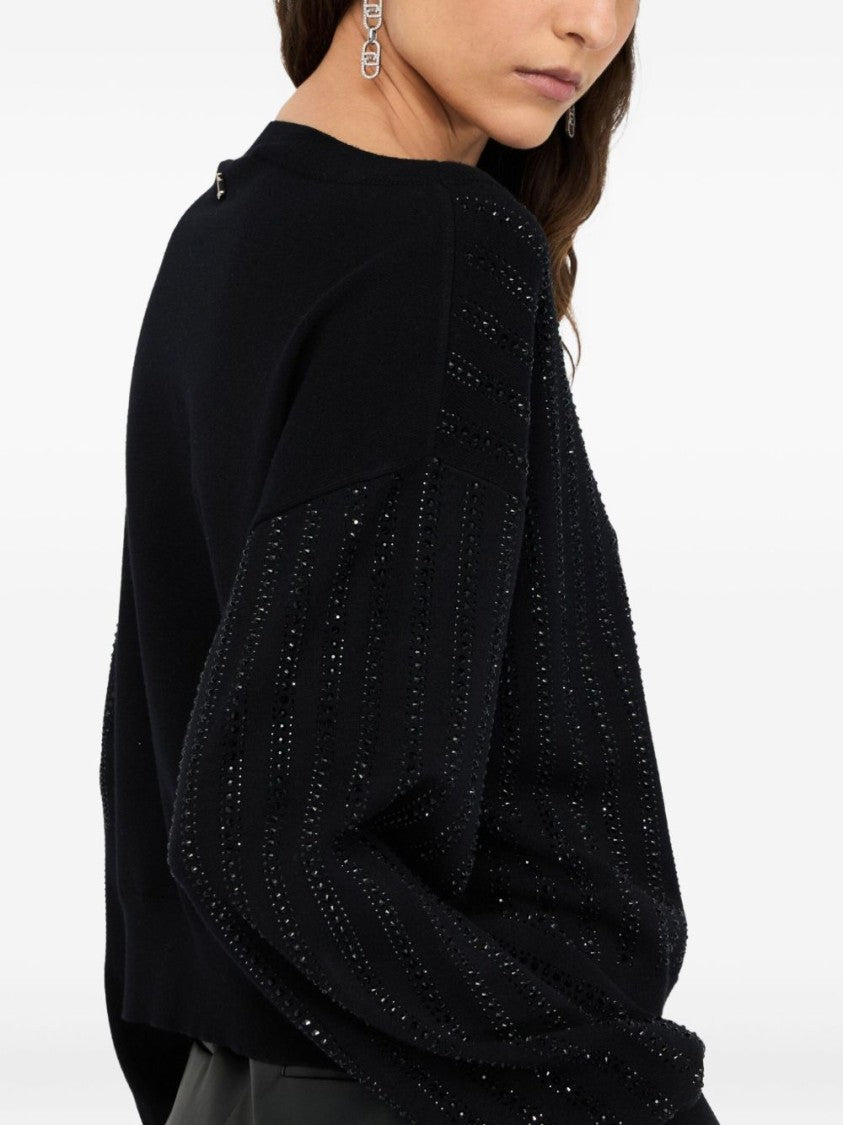 Liu Jo Cropped Sweater With Wide Neckline And Voluminous Sleeves