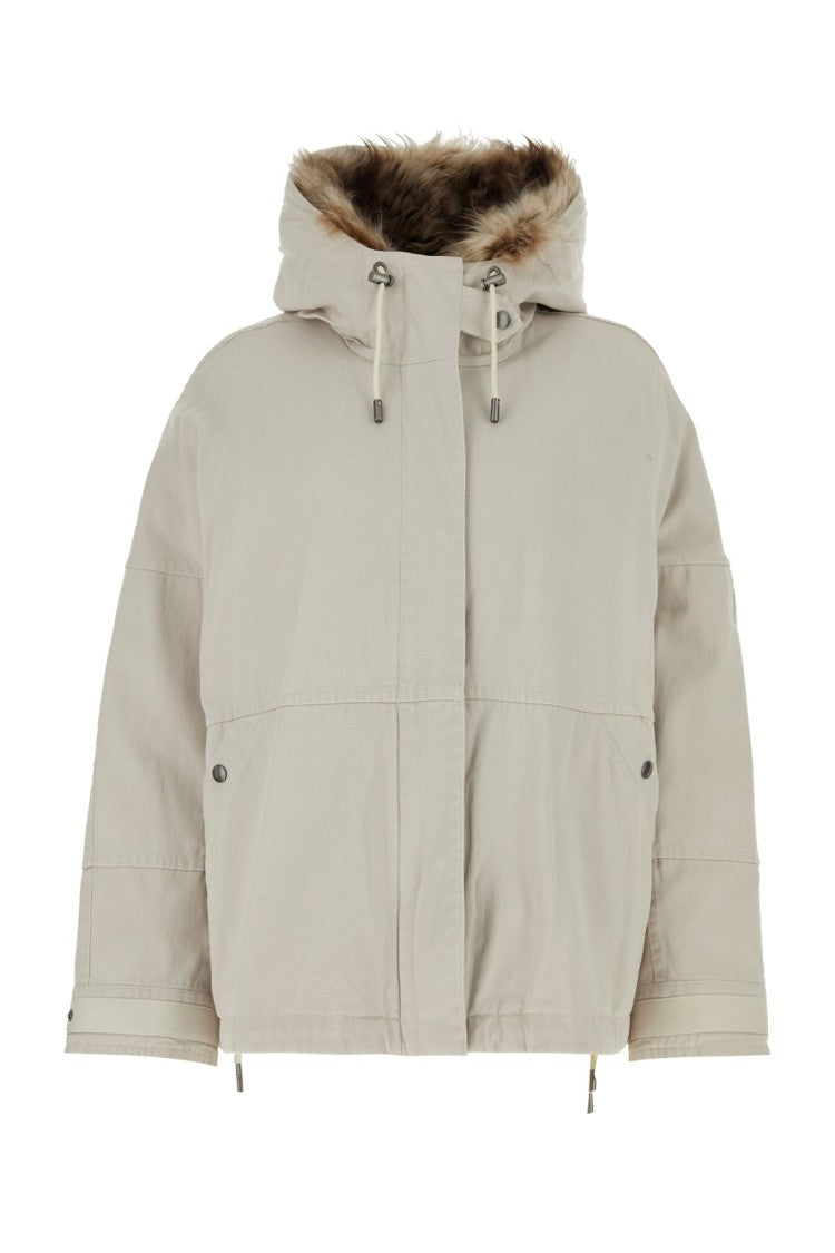 Yves Salomon Hooded Jacket With Faux Fur Trim