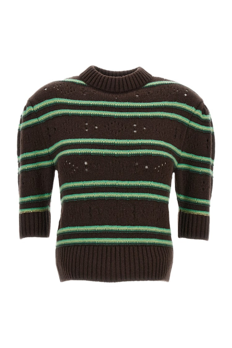 Marni Brown/Green Cashmere Crafted Striped Sweater