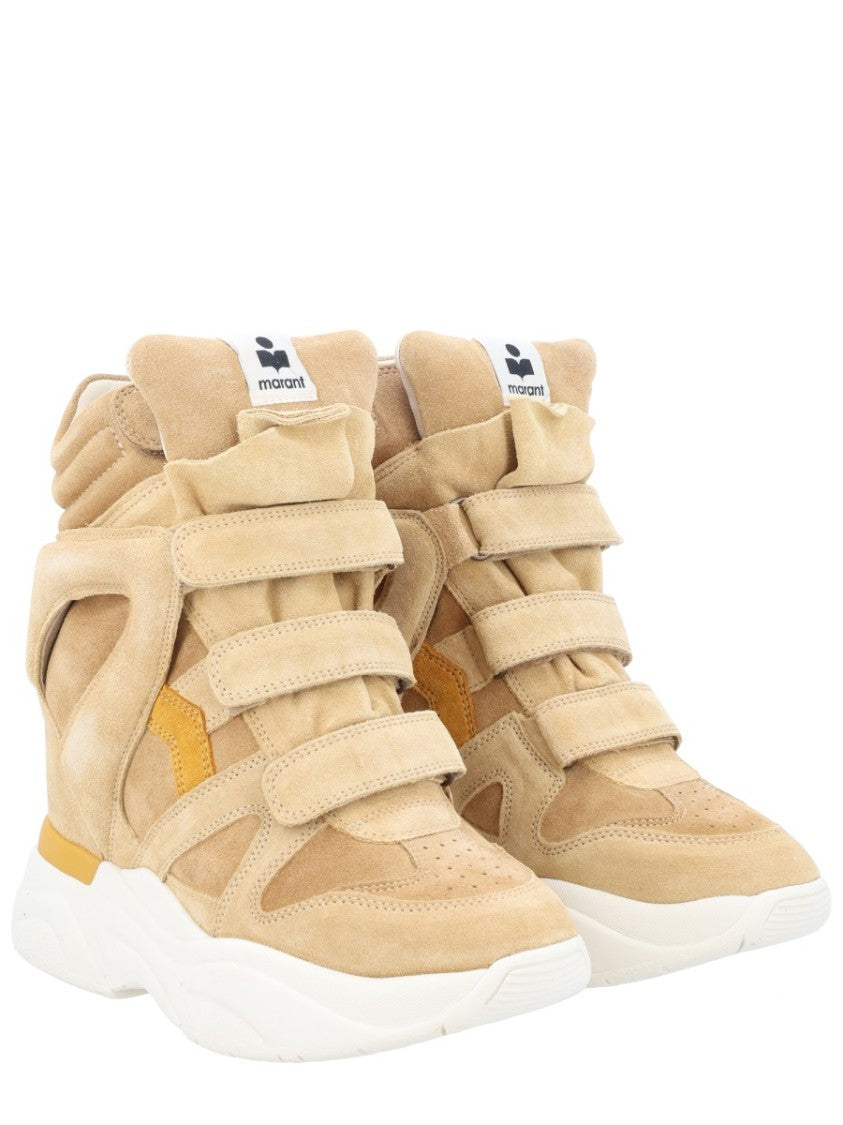 Isabel Marant Beige Balskee Triple Velcro Wedge Sneakers