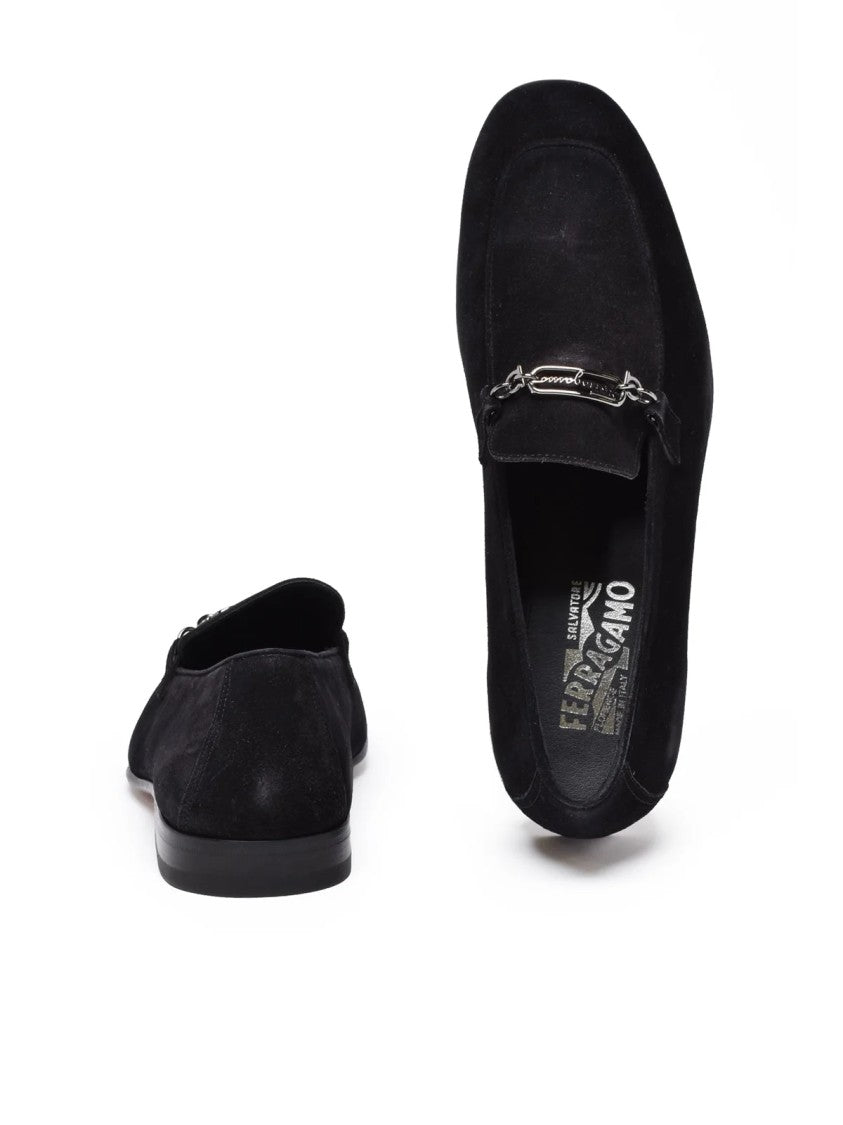 Salvatore Ferragamo Black Suede Luis Loafers