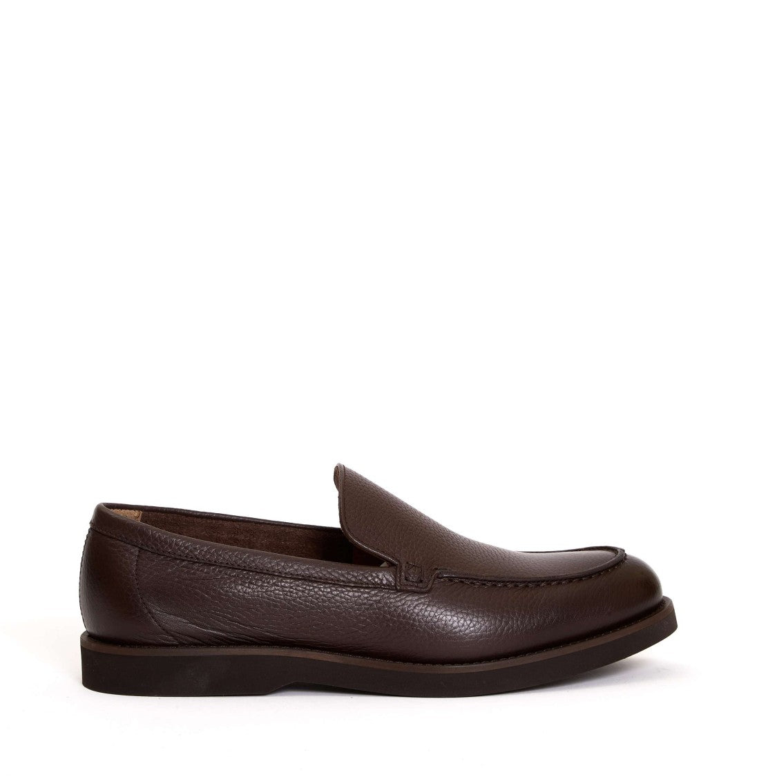 Doucal's Brown Hammered Leather Moccasin Slippers