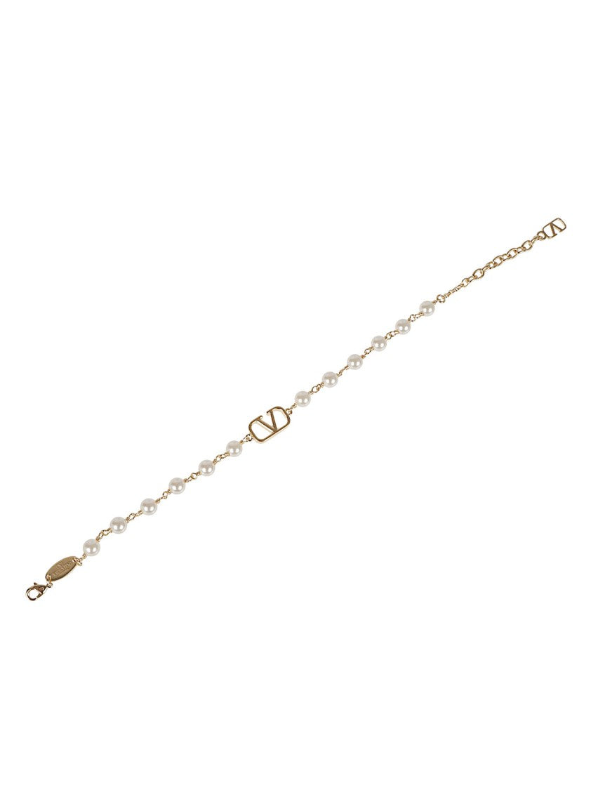 Valentino Garavani Gold-Tone Crystal Pearl Bracelet