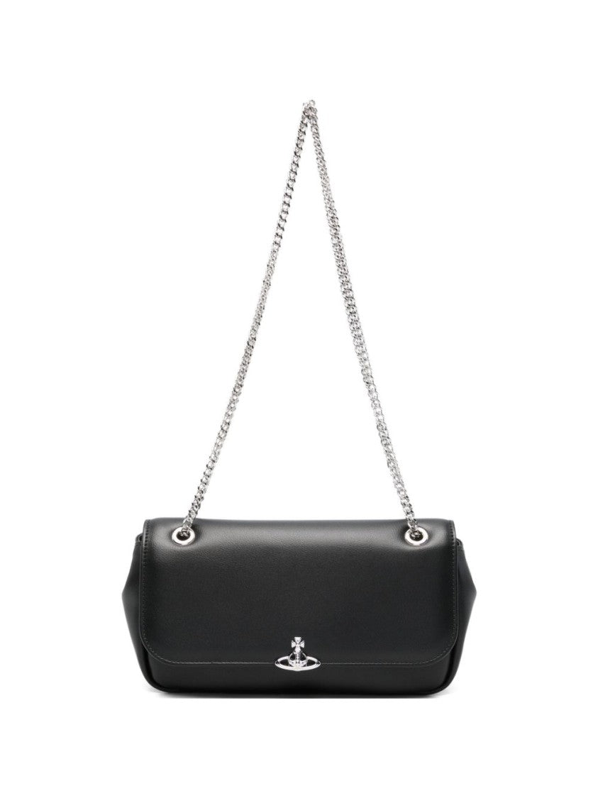 Vivienne Westwood Rectangular Black Shoulder Bag With Metallic Emblem