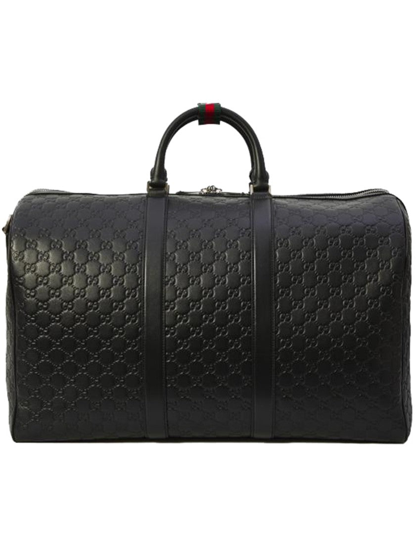 Gucci Black Arabella Structured Embossed Leather Duffle