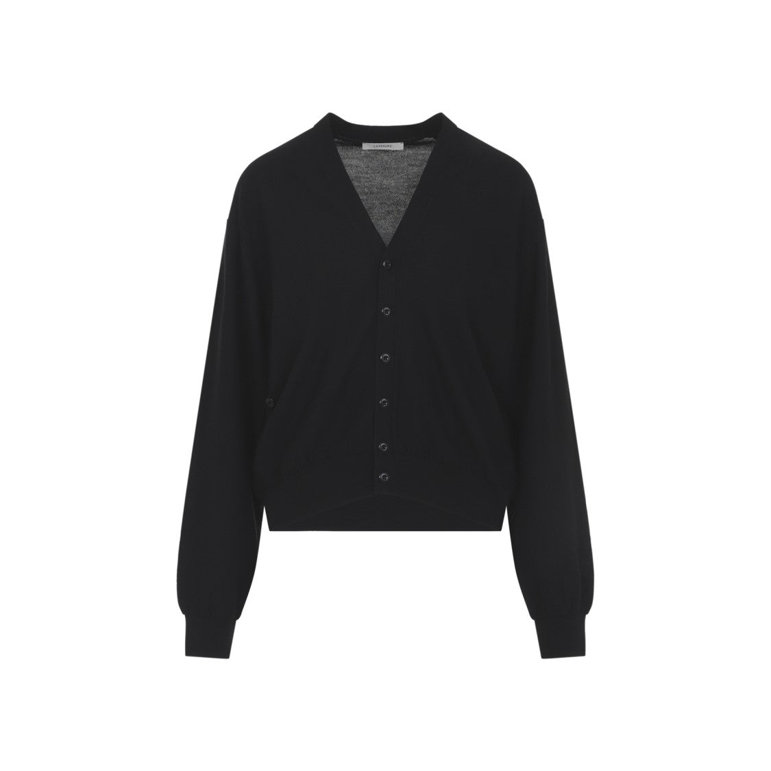Lemaire Black Cardigan Sweater With V-Neckline And Ribbed Details