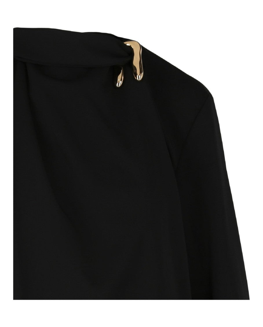 Bottega Veneta Draped Blouse With High Neckline And Gold-Tone Hardware