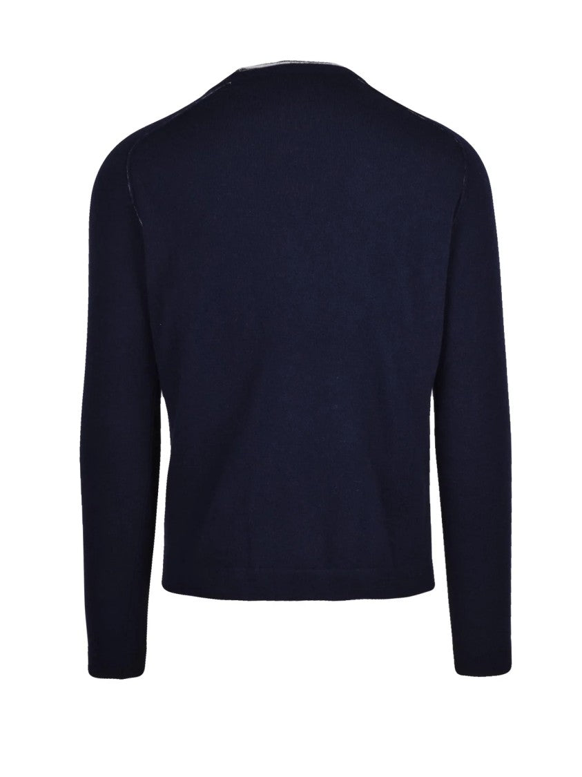 Wool & Co Raglan Sleeve Knit Sweatshirt With Contrast Trim