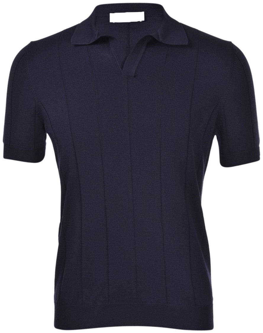 Paolo Fiorillo Capri Fitted Blue Knit Polo Shirt