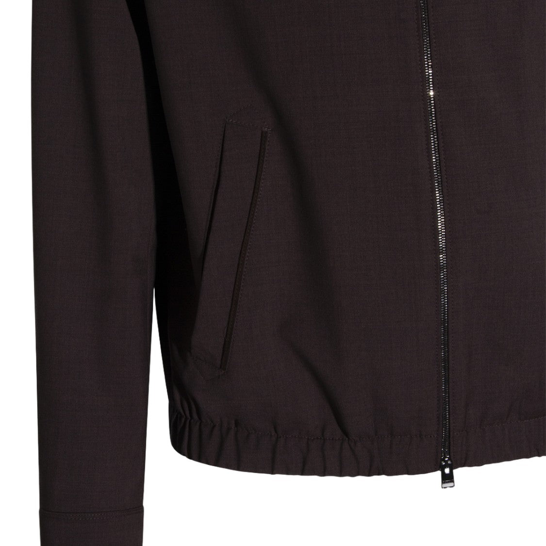 Canali High Collar Black Jacket With Zipper Closure