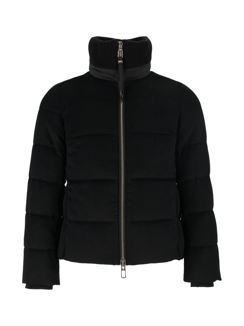 Duno Black Cropped High-Ribbed Collar Quilted Puffer Jacket