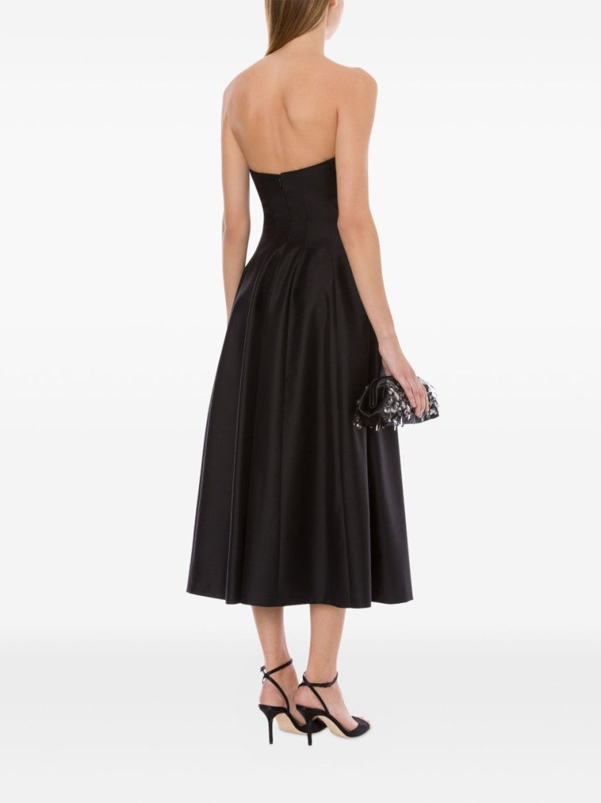 Alberta Ferretti Strapless Black Dress With Flared Hemline