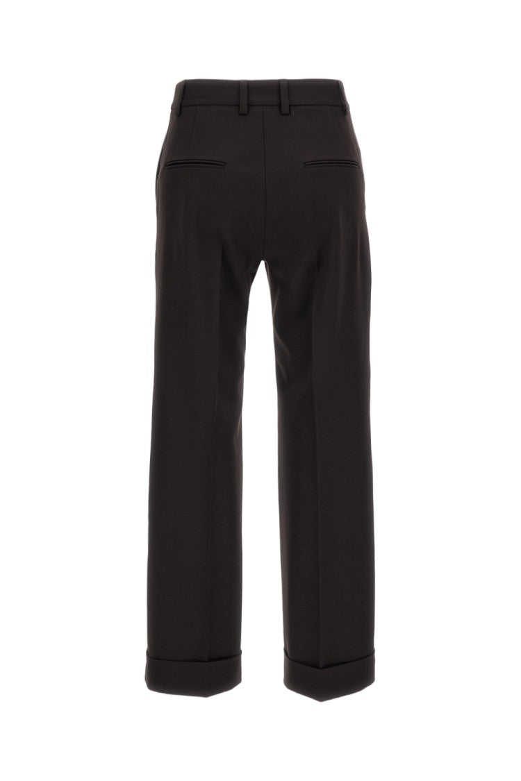Alberto Biani Brown Charlie Tailored Wool Straight-Leg Pants