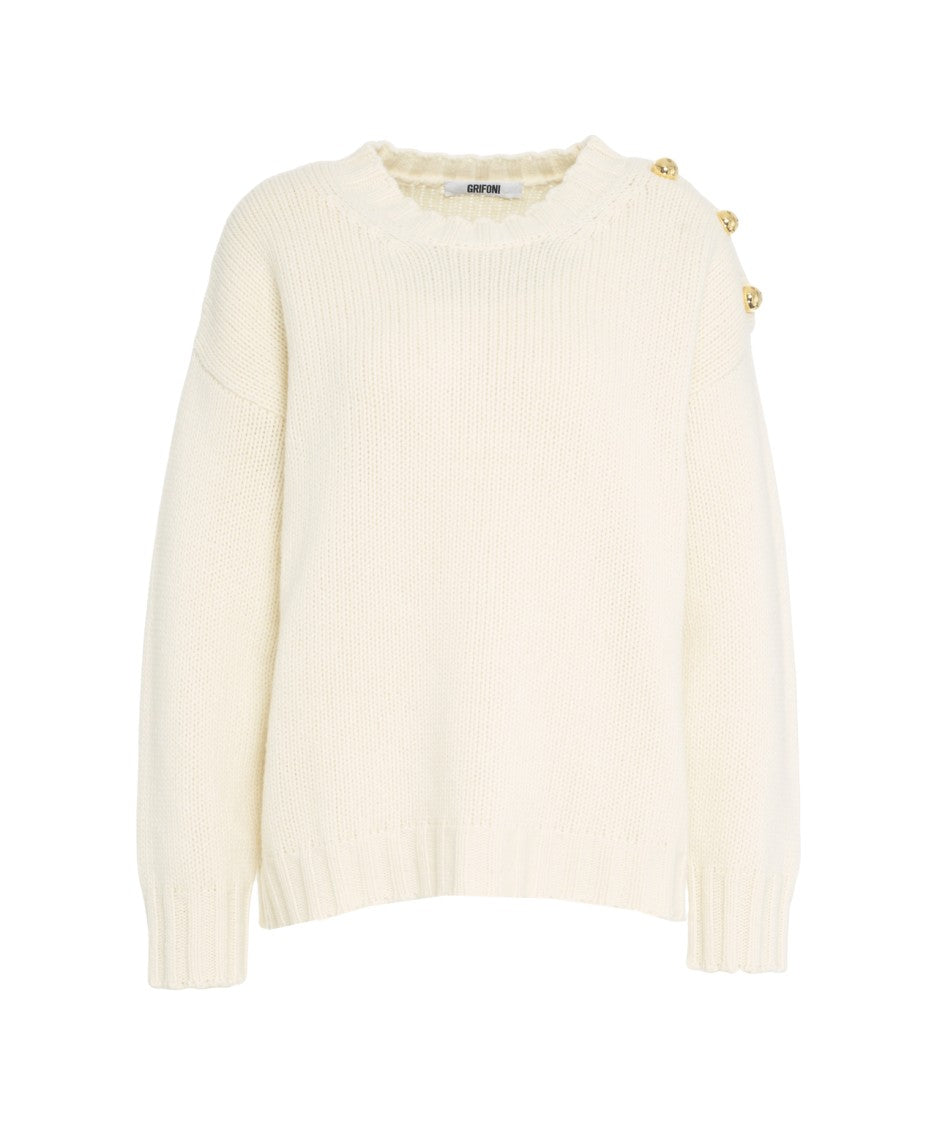 Grifoni Decorative Button Sweater