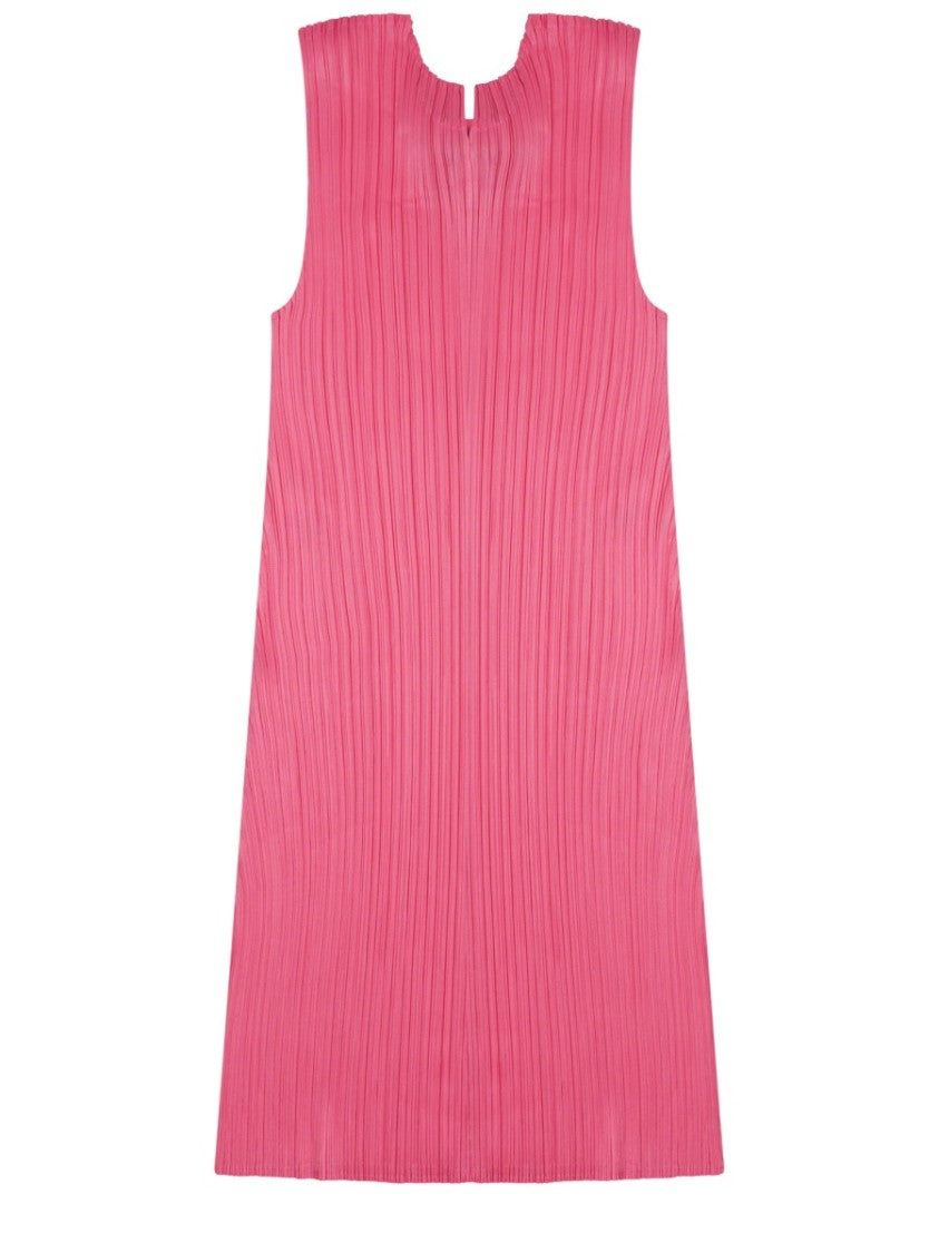Pleats Please Issey Miyake Sleeveless Finely Pleated Notch Neck Blouse