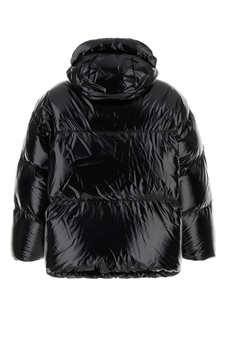 Prada Glossy Black Down Puffer Jacket With Quilted Design