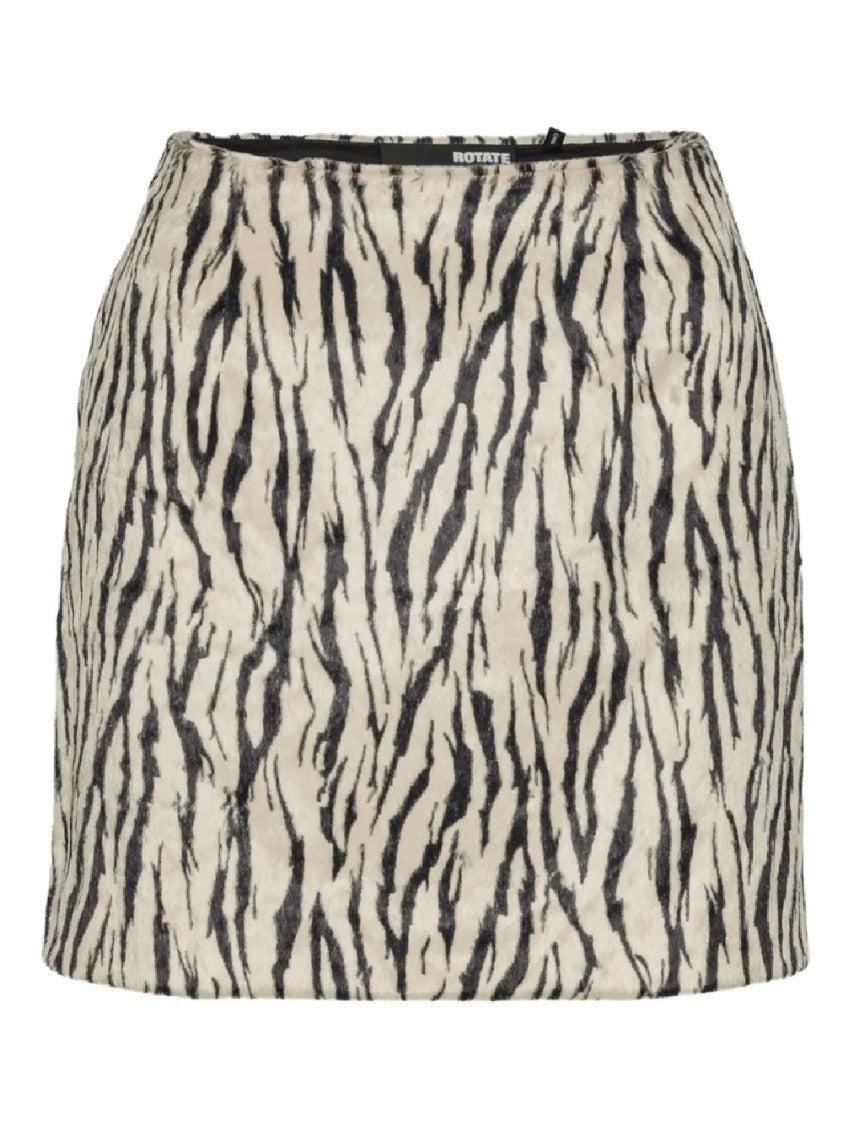 Rotate Printed Faux Fur Skirt