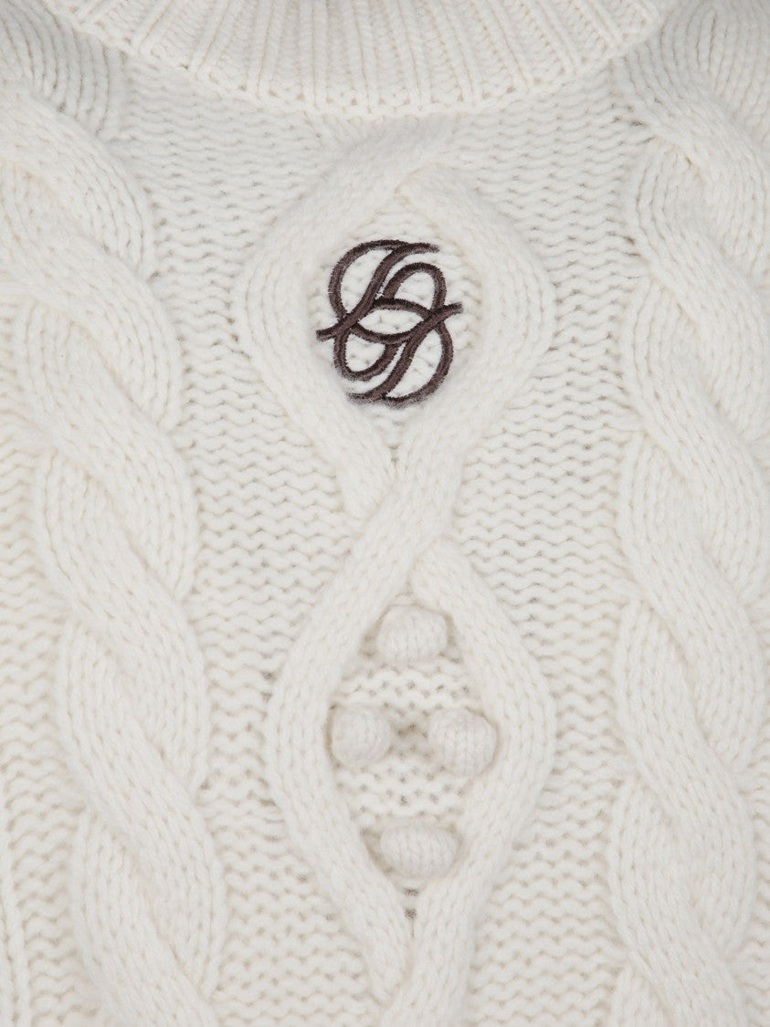 Drôle De Monsieur Off-White Cable Knit Sweater