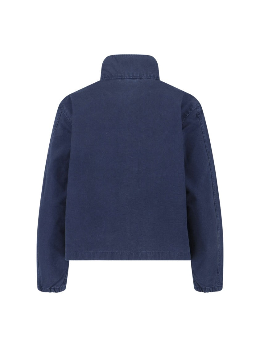 Polo Ralph Lauren Blue High Neck Cotton Canvas Jacket