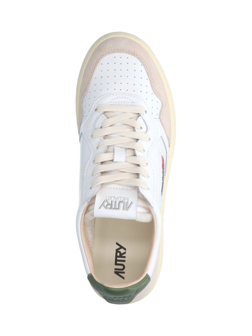 Autry Low-Top White Leather Sneakers With Beige Suede Overlays