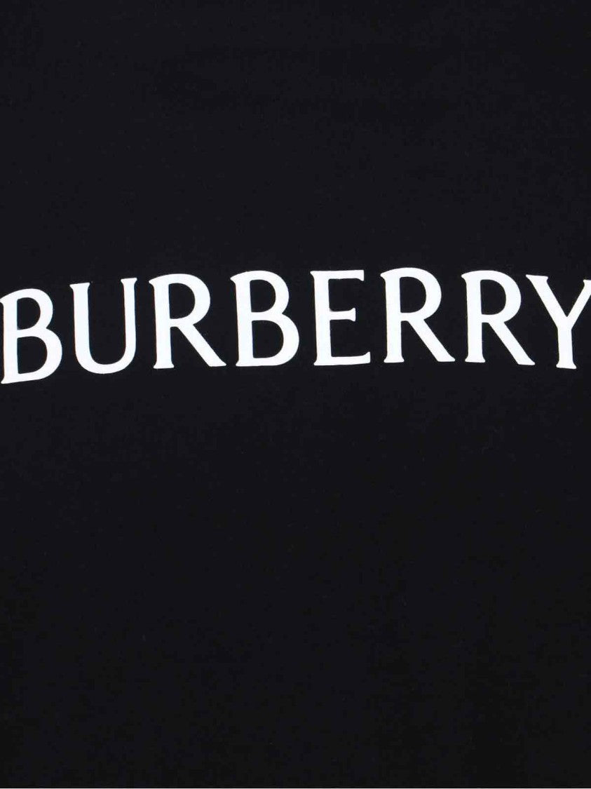 Burberry Logo T-Shirt In Black Cotton, Crew Neck