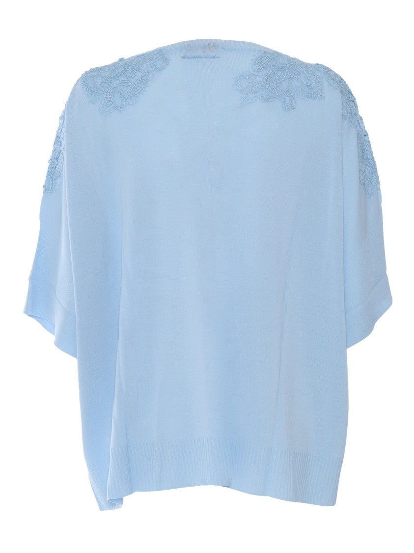 Ermanno Scervino Light Blue Shirt With Lace