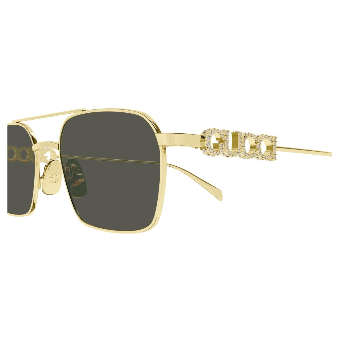 Gucci Gg1804s Rectangular Gold Metal Sunglasses