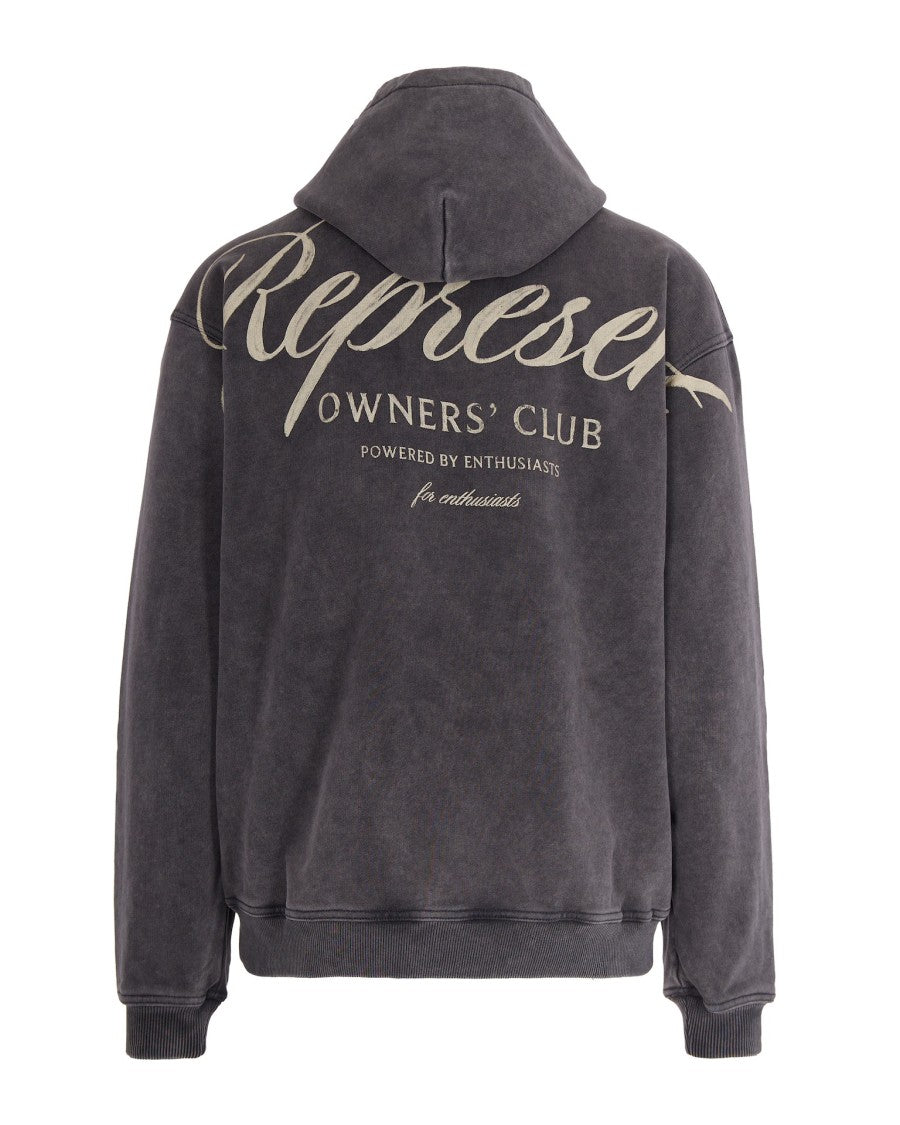 Represent Vintage Grey Oversized Hoodie With Screen-Printed Detailing