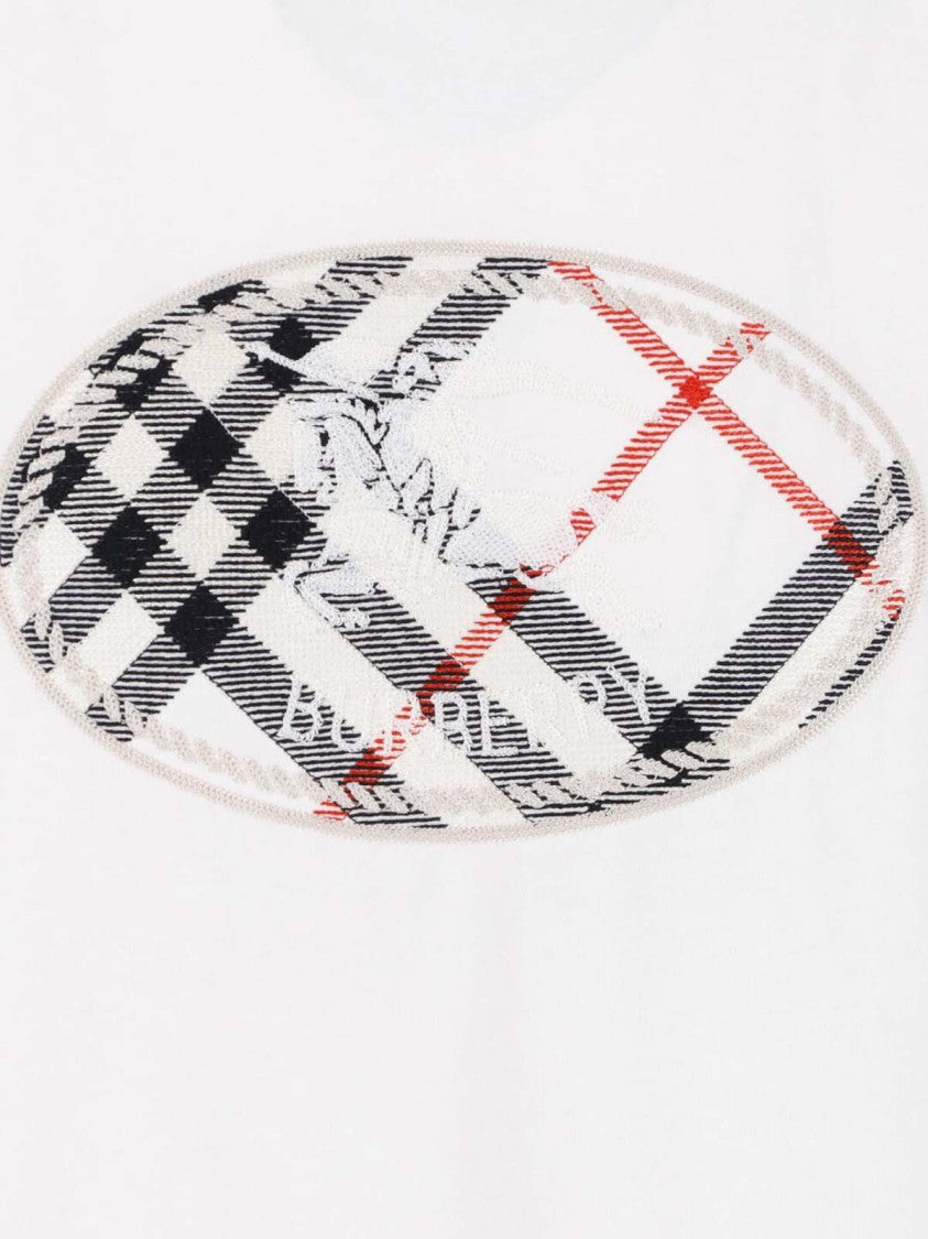 Burberry White Check Cotton T-Shirt