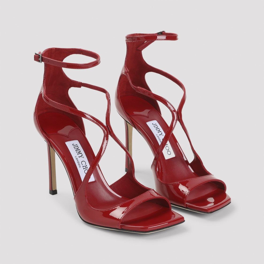 Jimmy Choo Ruby Red Patent Leather Azia 95 Sandals