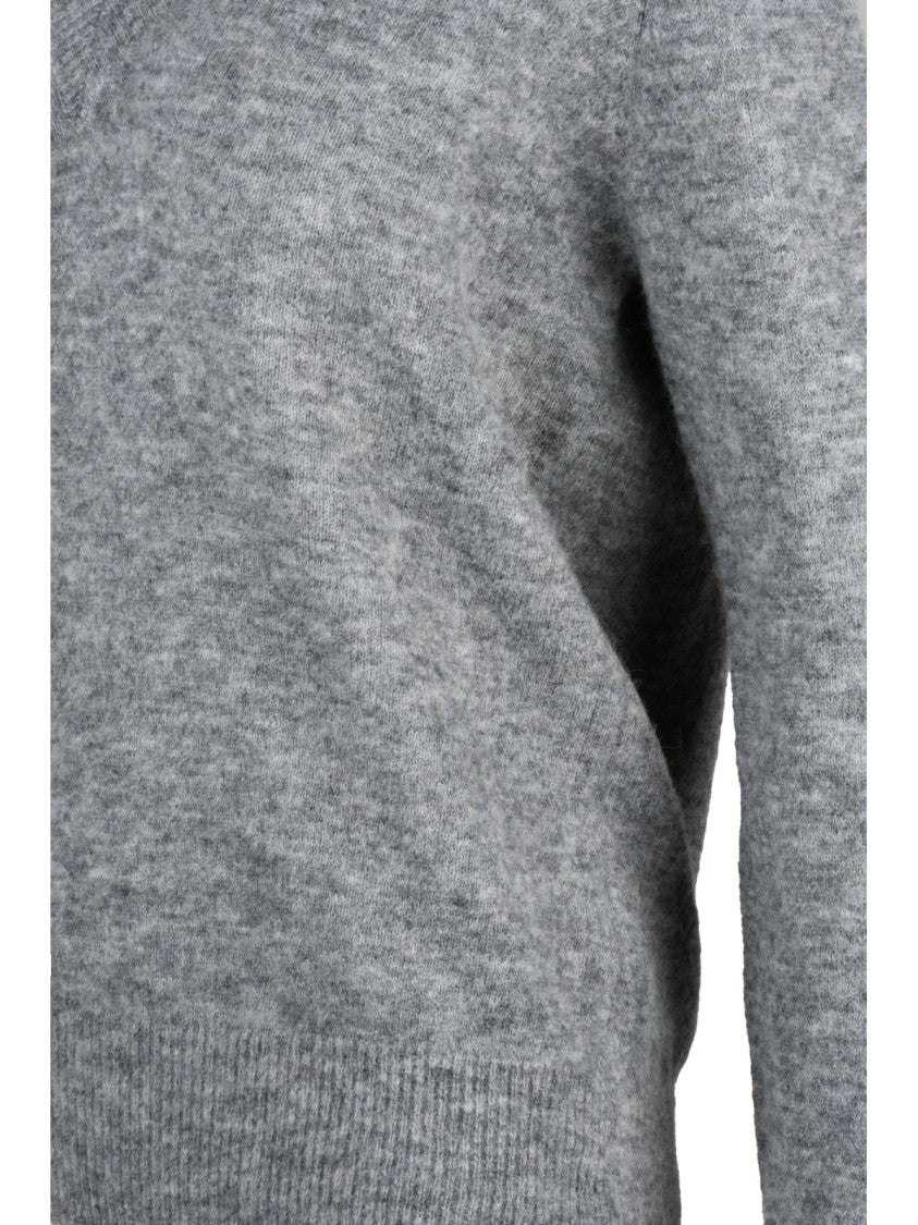 Mc2 Saint Barth Grey Alpaca-Blend V-Neck Sweater