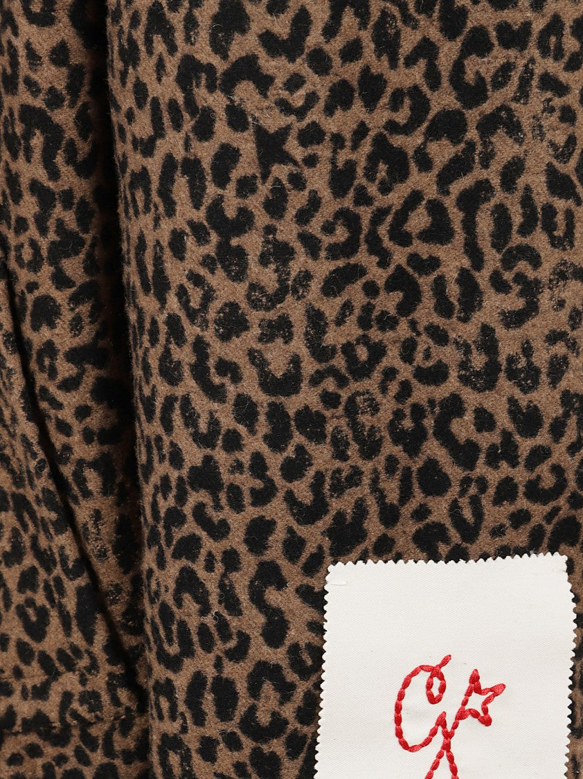 Golden Goose Leopard Print Coat With Notched Lapels