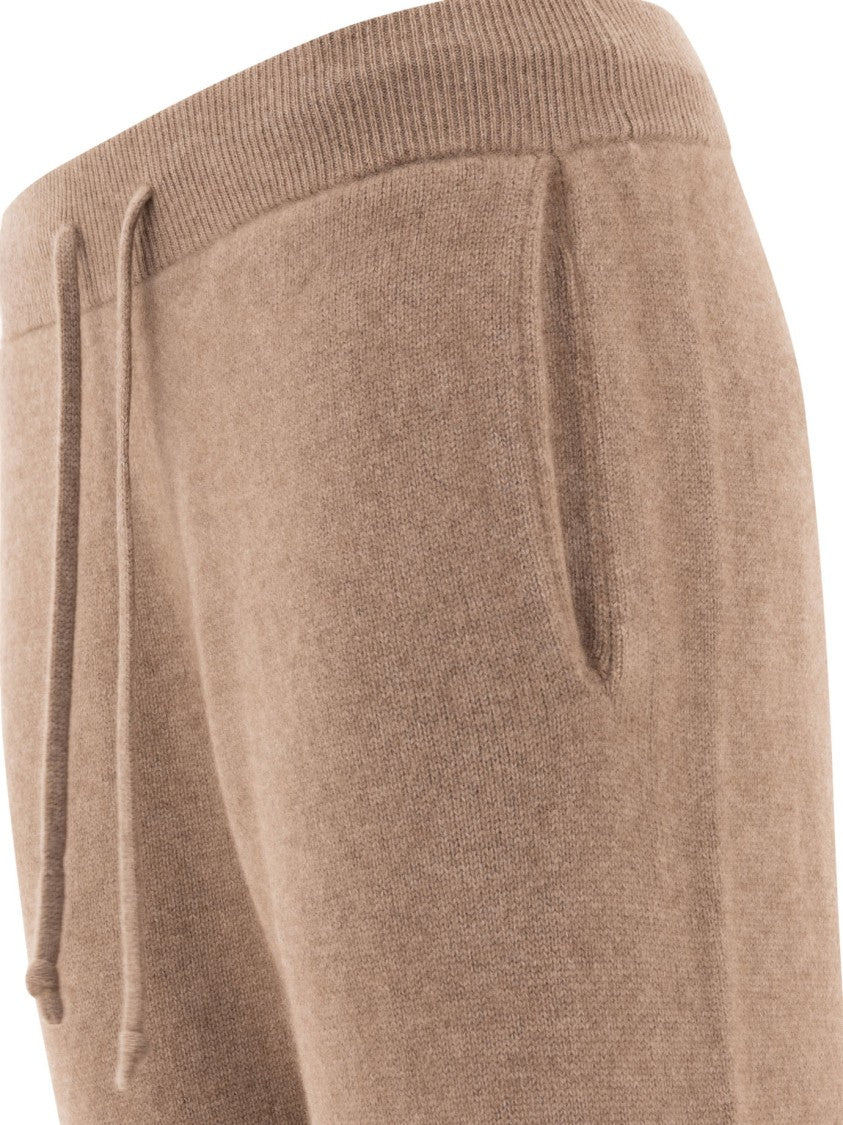 Auralee Brown Cashmere Trousers With Adjustable Drawstring