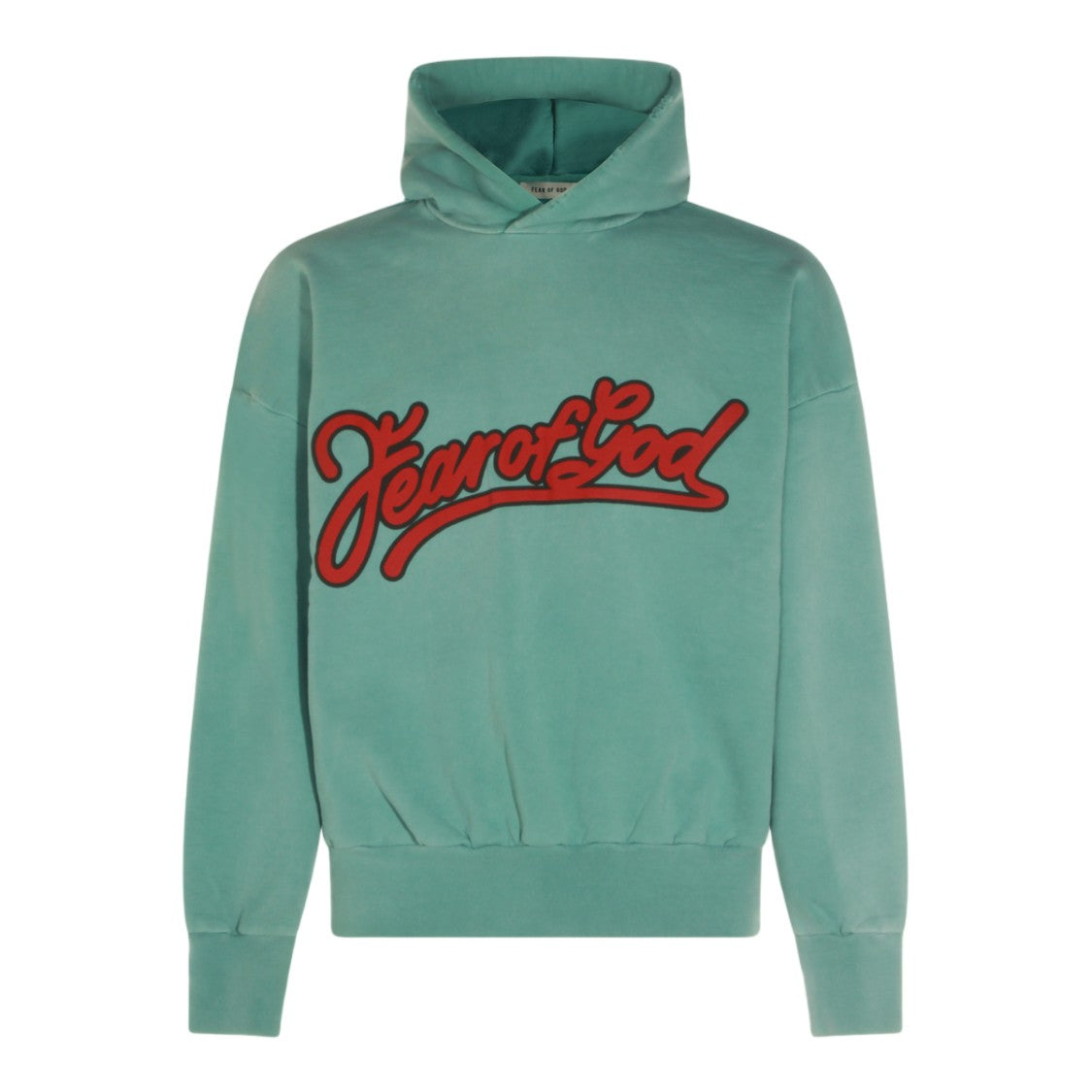 Fear Of God Relaxed Fit Hoodie In Muted Green Fabric With Bold Logo