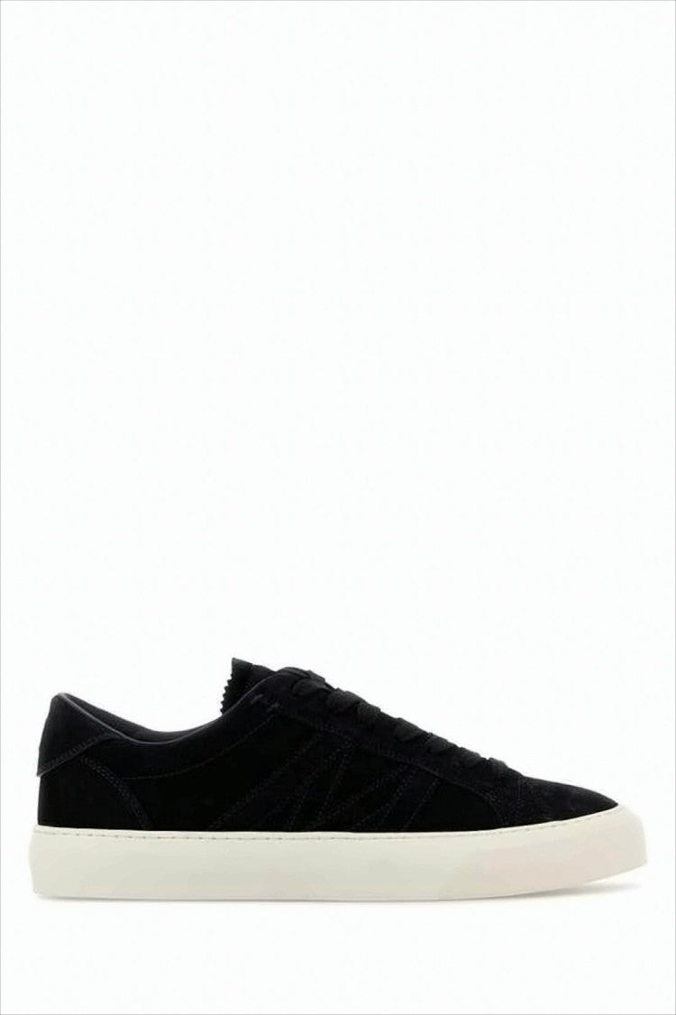 Moncler Minimalist Black Suede Low-Top Sneakers With White Rubber Sole
